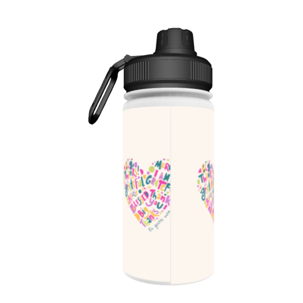 12oz Sport Lid Stainless Steel White Coated Water Bottle