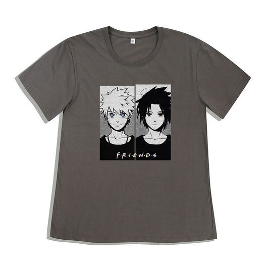 Japanese anime short sleeved t-shirt summer new Naruto Hokage Sasuke friends cotton printed short sleeved top